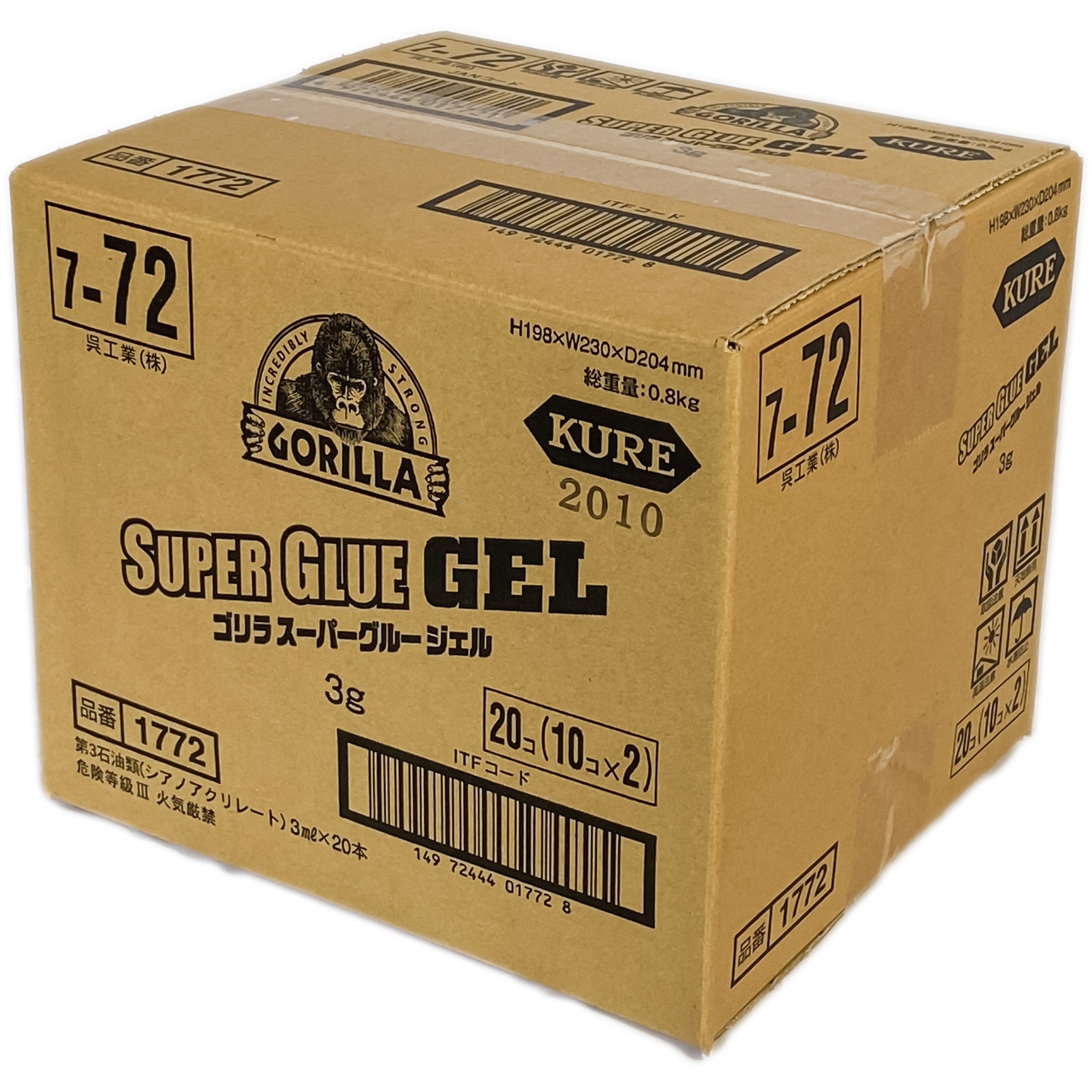 1772 ゴリラスーパーグルー ジェル 1ケース(3g×20本) 呉工業