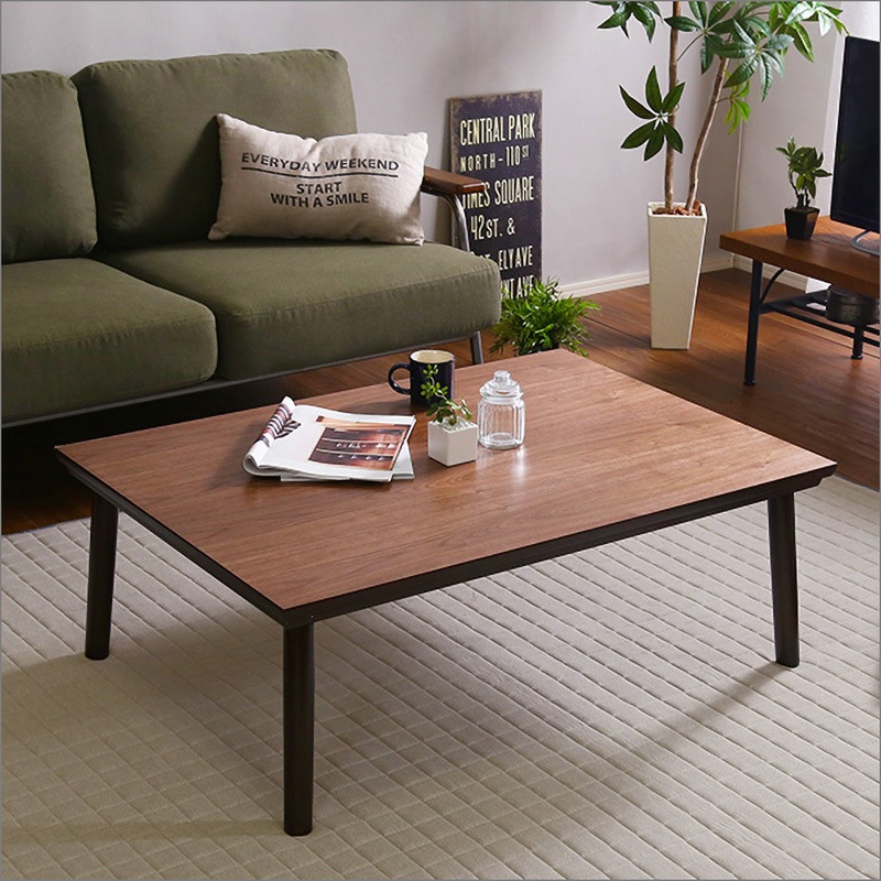 通年使える 木目調こたつ　カーボンフラットヒーター付 105cm×75cm幅 長方形 単品 レビュー特典 通年使える 木目調こたつ カーボンフラットヒーター付