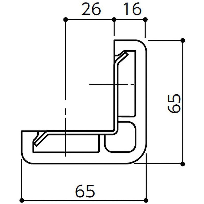 NPC-6565V 柱壁保護材 コーナーガードNPCタイプ 65×65 ナカ工業 グレー色 長さ2000mm厚さ16mm 1本