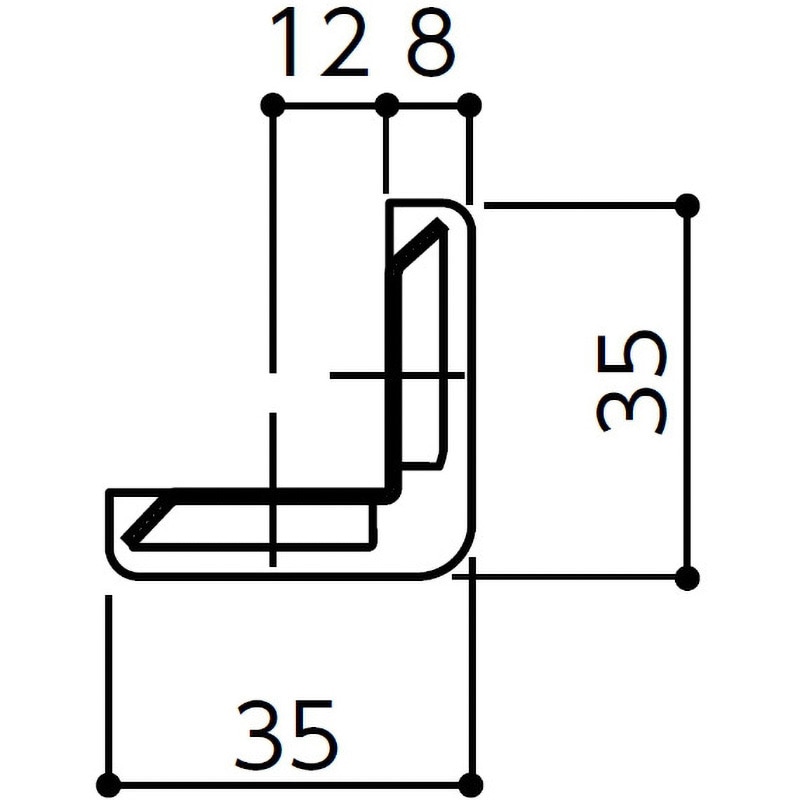 NPC-3535V 柱壁保護材 コーナーガードNPCタイプ 35×35 ナカ工業 グレー色 長さ2000mm厚さ8mm 1本