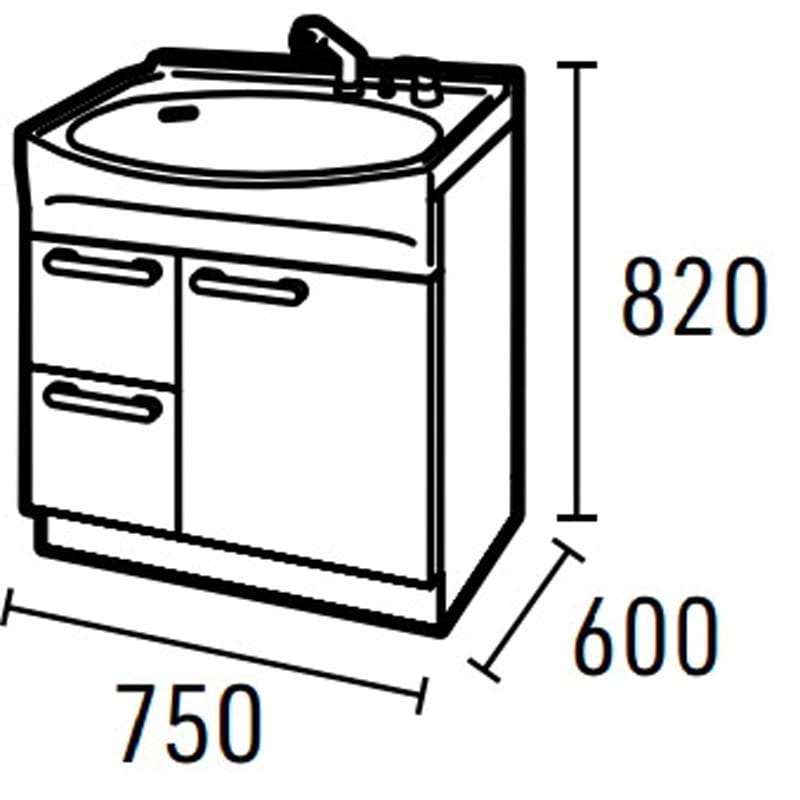 S-UADP075HXA(USTLA-1 + K37610J-2TKN ホーロー洗面化粧台 オンディーヌ (洗面下台+水栓) タカラスタンダード 間口750mm 44,187円