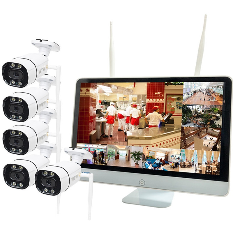 WTW-EG2616WHAX-16-4TB+WTW-EGR2319SFWX 5台 WTW塚本無線 無線式 防犯カメラ1-10台セット 16インチモニター内蔵録画機 HDD 4TB 塚本無線 BOX型・防水型 レンズ3.6mm