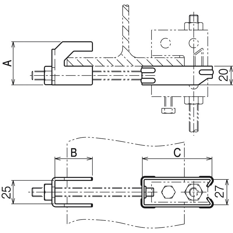 Z-HBURHZ HB□U吊り金具用補強金具(H形鋼用) ネグロス電工 1個 Z Z-HBURHZ HB□U吊り金具用補強金具(H形鋼用) ネグロス電工 1個 Z