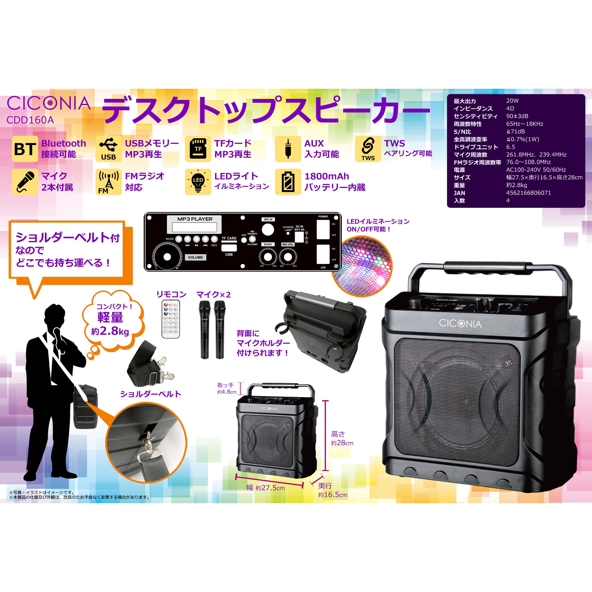 CDD160A デスクトップスピーカー 1台 CICONIA 【通販モノタロウ】