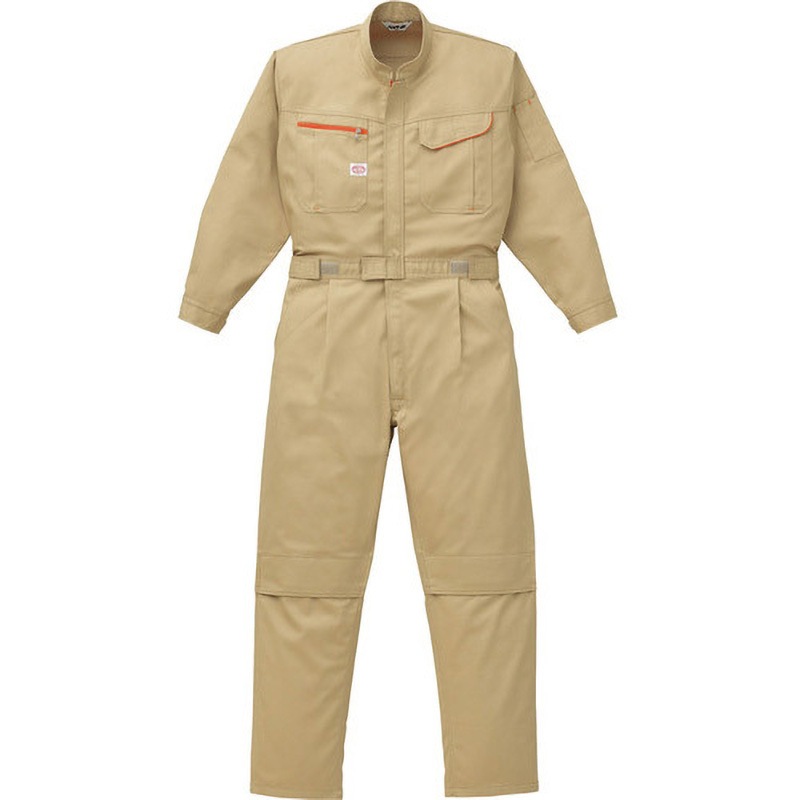 1290-K2-3L つなぎ服 1290シリーズ AUTO-BI(山田辰) 混率(%):綿70・ポリエステル30 カ-キ色