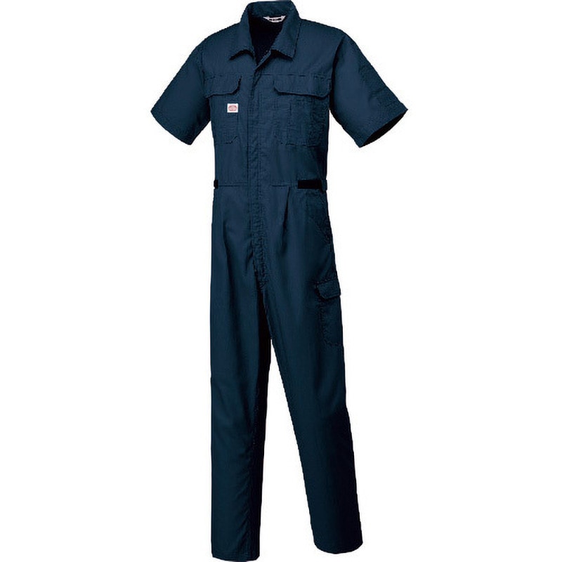 2301-NB-L 半袖つなぎ服 2301シリーズ AUTO-BI(山田辰) ネイビ-ブル-色 サイズL袖丈23cm