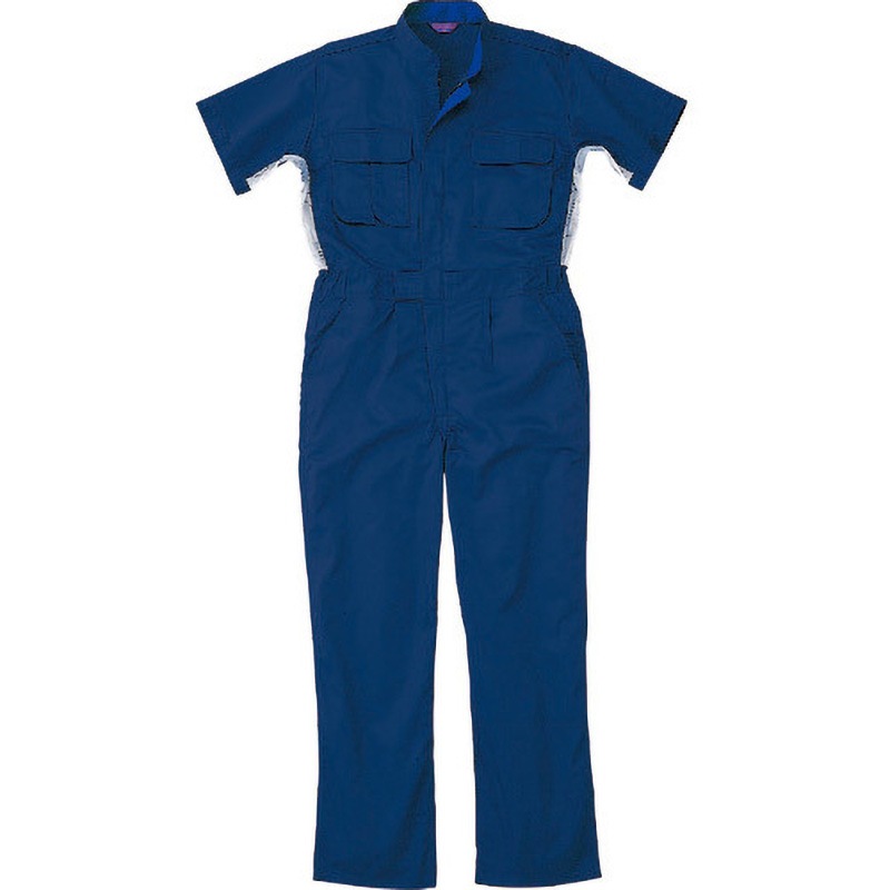 50001-NB-L 半袖つなぎ服 50001シリーズ AUTO-BI(山田辰) ネイビ-ブル-色 サイズL袖丈23cm