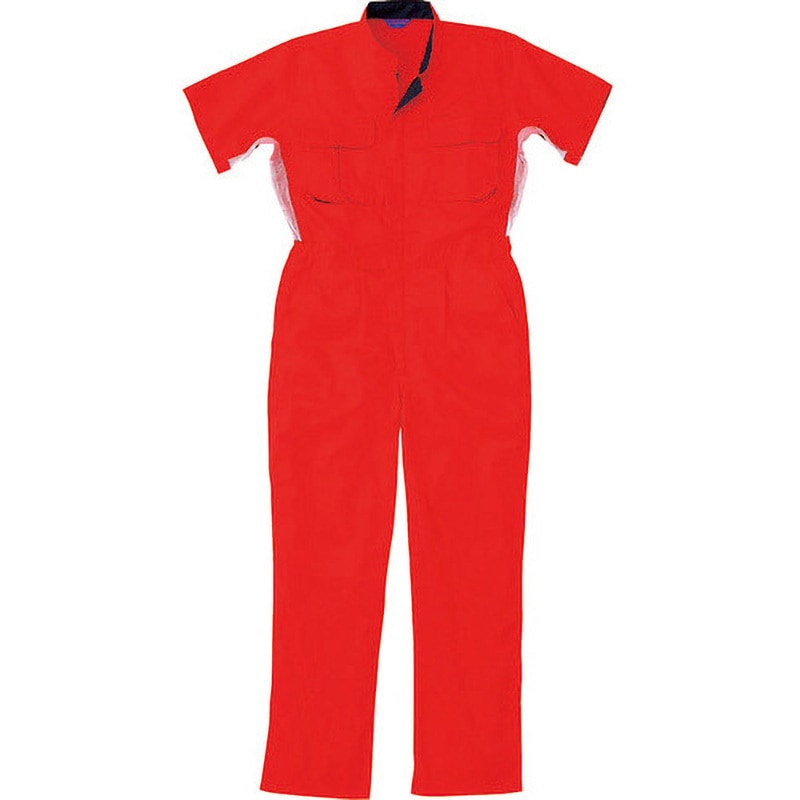 50001-RE-S 半袖つなぎ服 50001シリーズ AUTO-BI(山田辰) レッド色 サイズS袖丈21cm