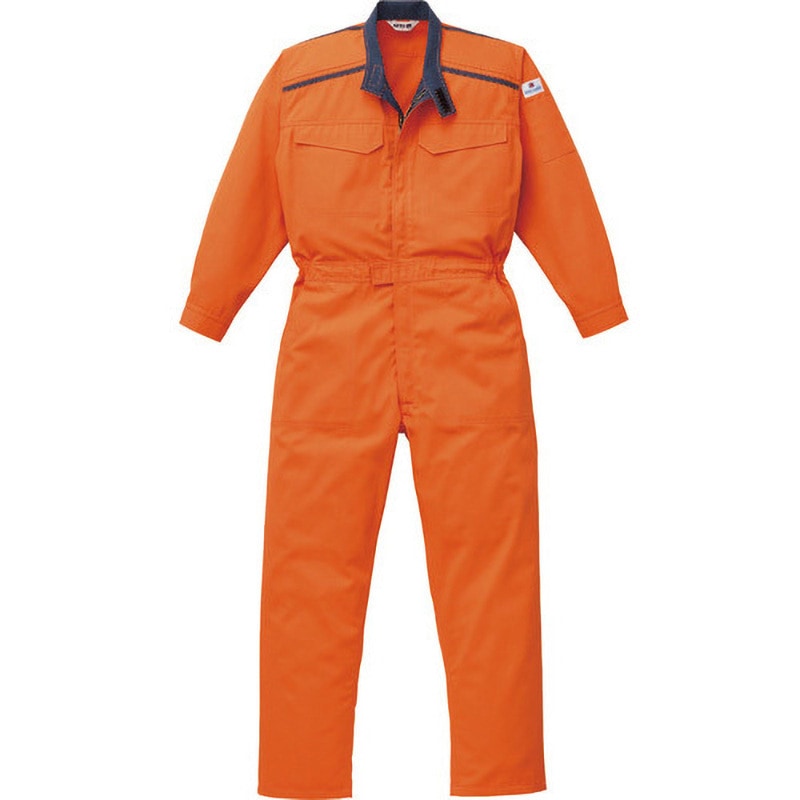 5102-OR-5L 防炎つなぎ服 5102シリーズ AUTO-BI(山田辰) 混率アクリル系55・綿35・ケブラーR10% オレンジ色 袖丈66cm