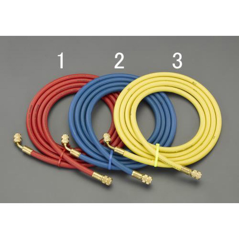 EA104SC-2 250cm/青 (R12・R22・R502)チャージングホース エスコ ねじサイズUNF7/16-20(1/4"フレア)  EA104SC-2