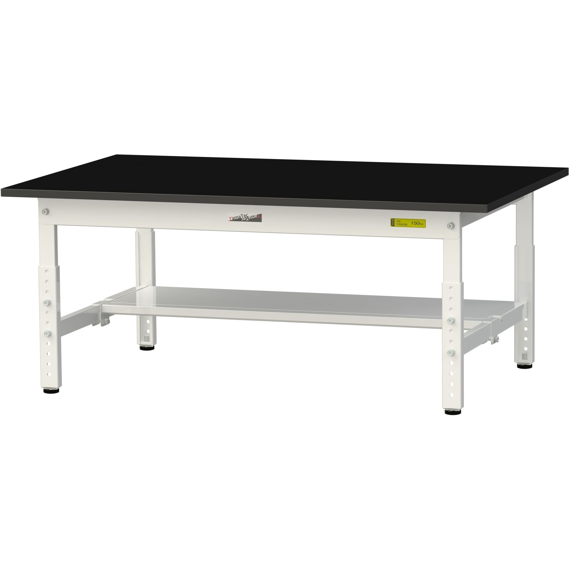 ####u.ヤマキン/山金工業 ワークテーブル LABシリーズ(固定式 中間棚板付) H950mm 基本形 ケミテクト天板(ブラック) 組立式 u.ヤマキン⁄山金工業 ワークテーブル LABシリーズ(固定式 ワイド引出し