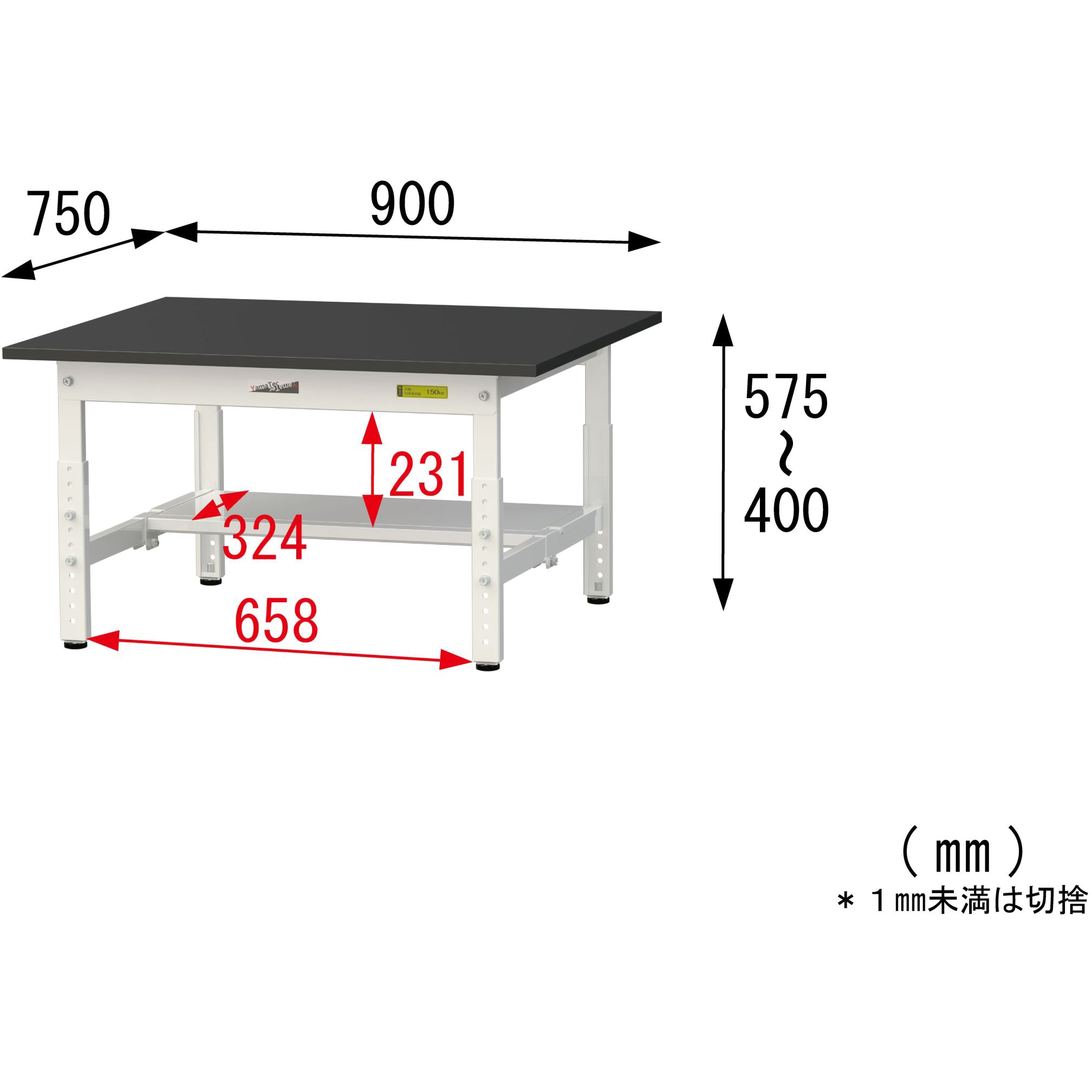 ■ヤマテック ワークテーブルLABシリーズ 固定式H950mm 全面棚板付 ケミテクト天板 W1200×D750 SLKH1275TTBKW(3693883)[法人・事業所限定][直送元] ヤマテック ワークテーブルLABシリーズ 固定式H950mm 半面棚板付