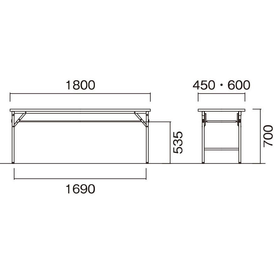 DKT-D1845T-TK 折りたたみテーブル ニシキ工業 高さ700mm幅1800mm奥行450mm  DKT-D1845T-TK