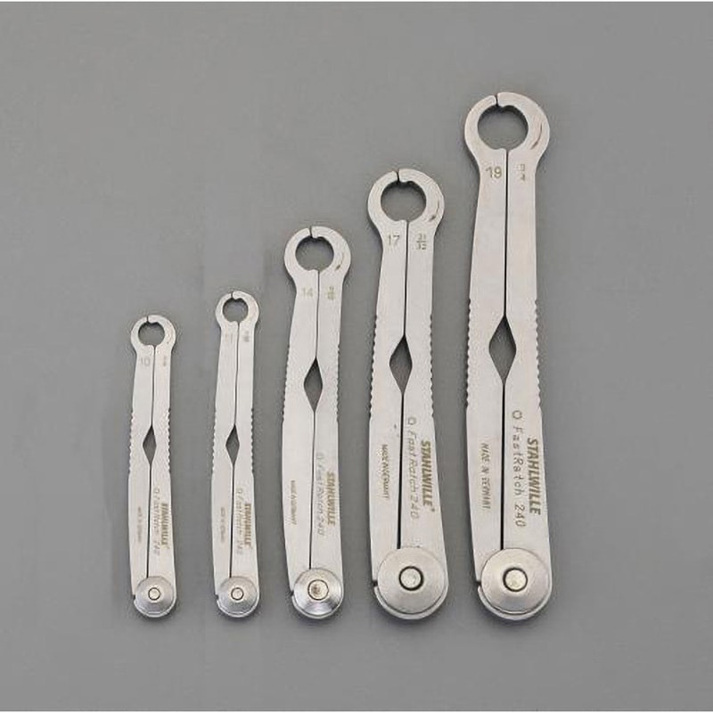 EA605AF-50A 5本組 ユニオンナットレンチ(ラチェット式) エスコ ステンレス製