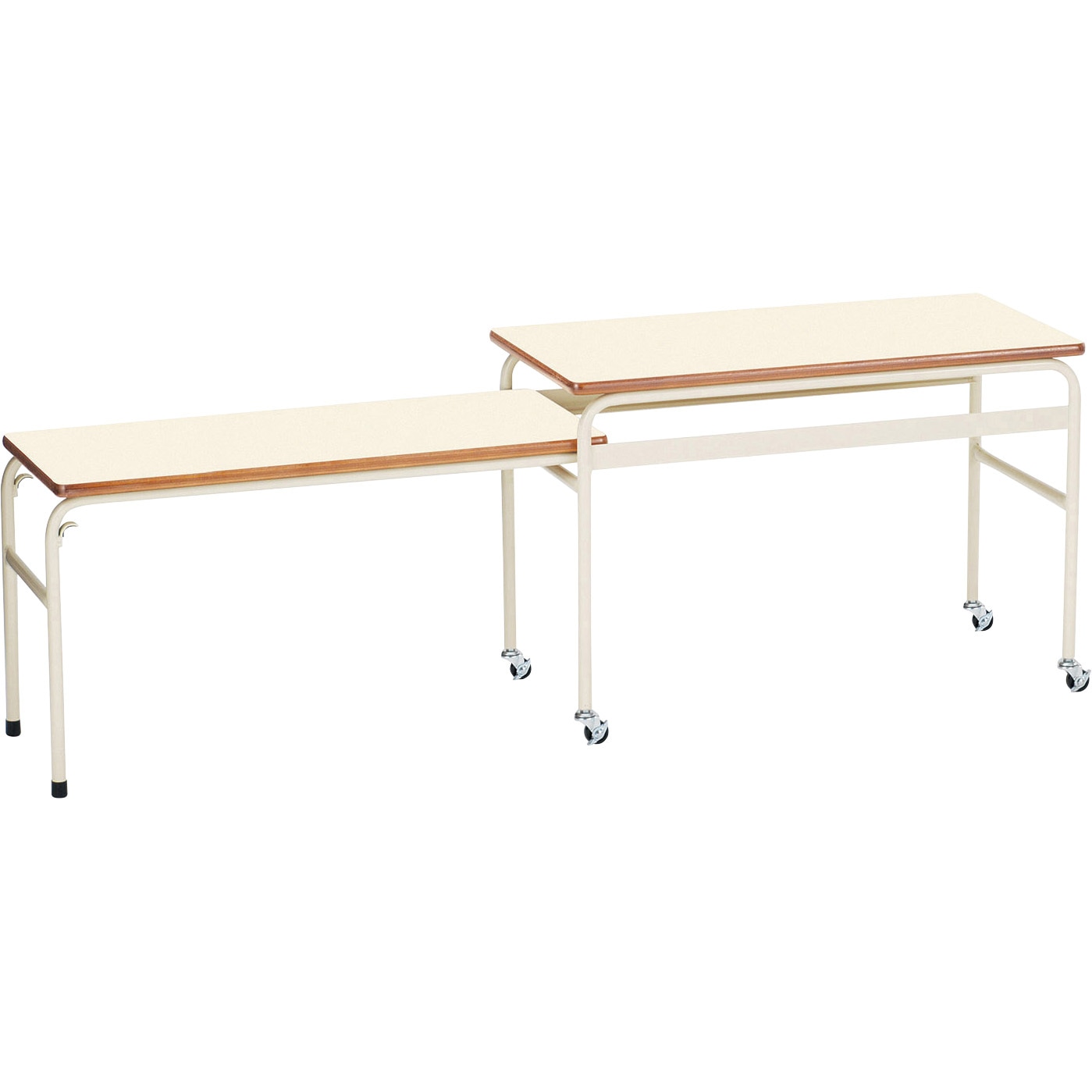 EDH-2C-IV 配膳台 ニシキ工業 アイボリー色 キャスターあり 棚段数(段)2 高さ600mm間口1750mm奥行450mm  EDH-2C-IV