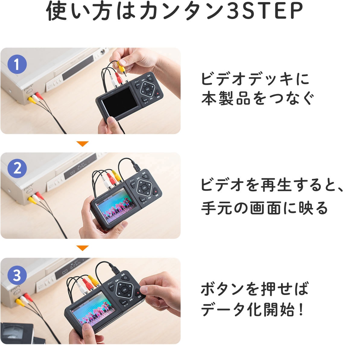 400-MEDI029N ビデオキャプチャーボックス RCA・液晶画面付き 1個