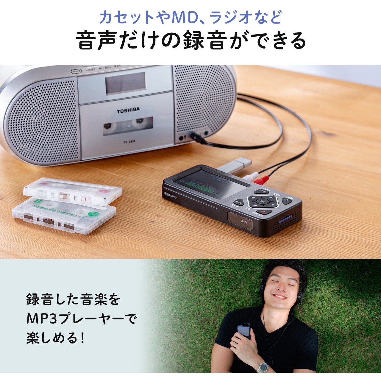400-MEDI029N ビデオキャプチャーボックス RCA・液晶画面付き 1個