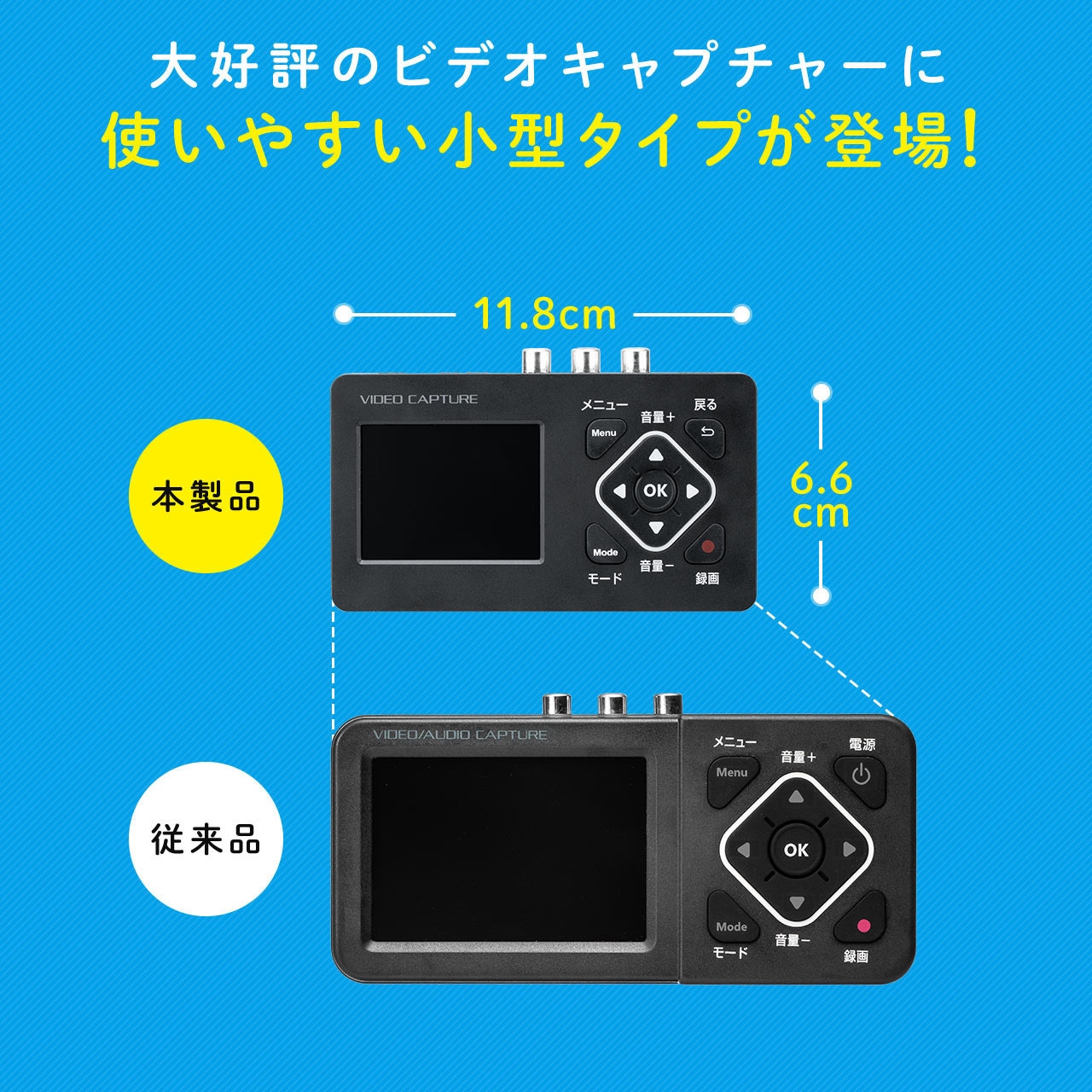 400-MEDI053 ビデオキャプチャーボックス RCA・液晶画面付き 1個