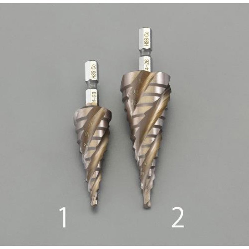 EA825J-2 4-26mm ステップドリル(六角軸・HSSチタンコーティング) エスコ シャンク径1/4”mm  EA825J-2