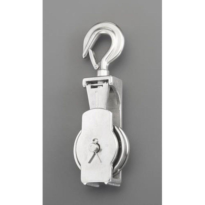 EA987SR-6 102.0mm [ワイヤー用フック付滑車(ステンレス製) エスコ 全長305mm  EA987SR-6