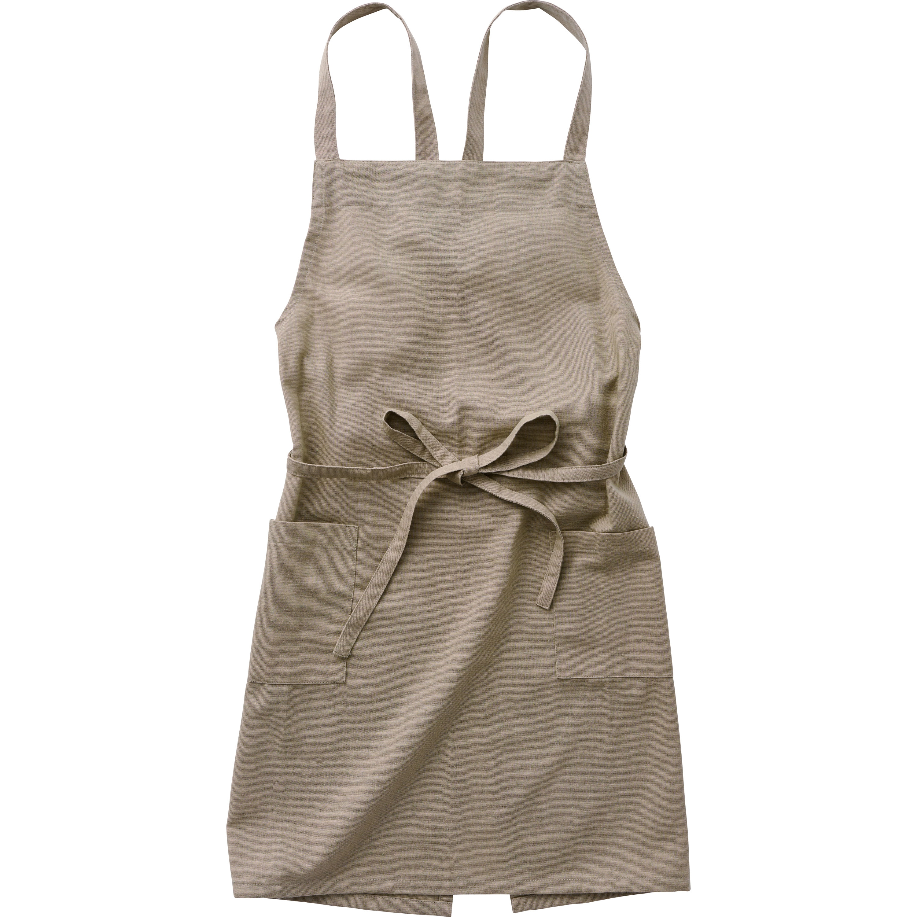 500057 エプロン 前紐タイプ ポケット付き 綿100% レップ ベージュ色