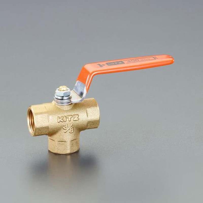EA470BA-314 Rc1・1/2" 三方ボールバルブ(竪形/真鍮製) 1個 エスコ 【通販モノタロウ】