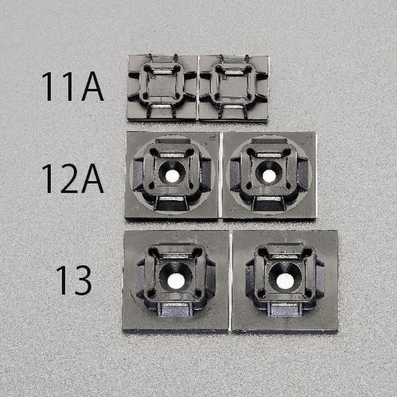 EA475GB-11A 19.1x19.1mm結束バンド用ベース(粘着付/100個) 1パック(100個) エスコ 【通販モノタロウ】