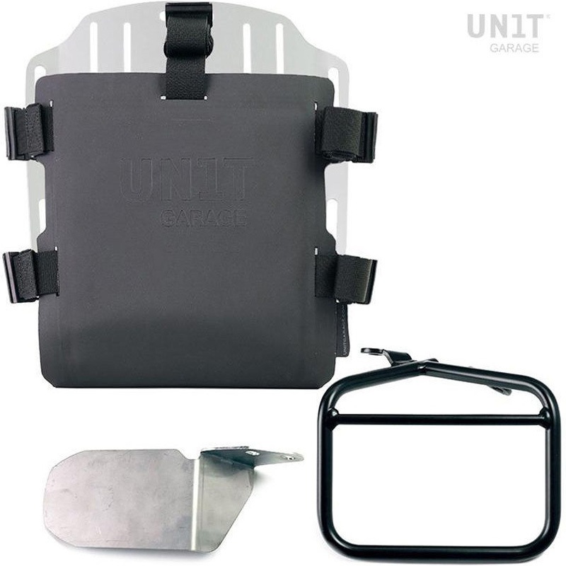 UG007+U000+1007DX-Silver Aluminum bag holder with adjustable front in Hypalon and Quick Release System + サブフレーム | UG007-U000-1007DX UnitGarage (ユニットガレージ) 適合車種Ducati Scrambler 400 Scrambler 800 シルバー色