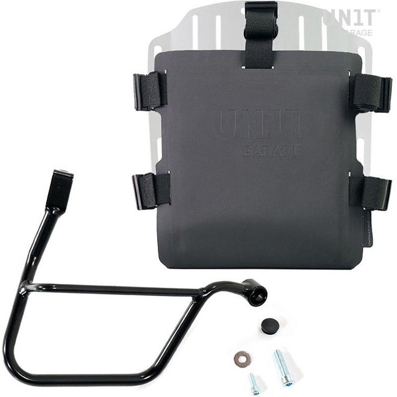 UG007+U000+1013DX-Silver Aluminum bag holder with adjustable front in Hypalon and Quick Release System + サブフレーム | UG007-U000-1013DX UnitGarage (ユニットガレージ) 適合車種Triumph Street Cup 900 (2017-2022) シルバー色