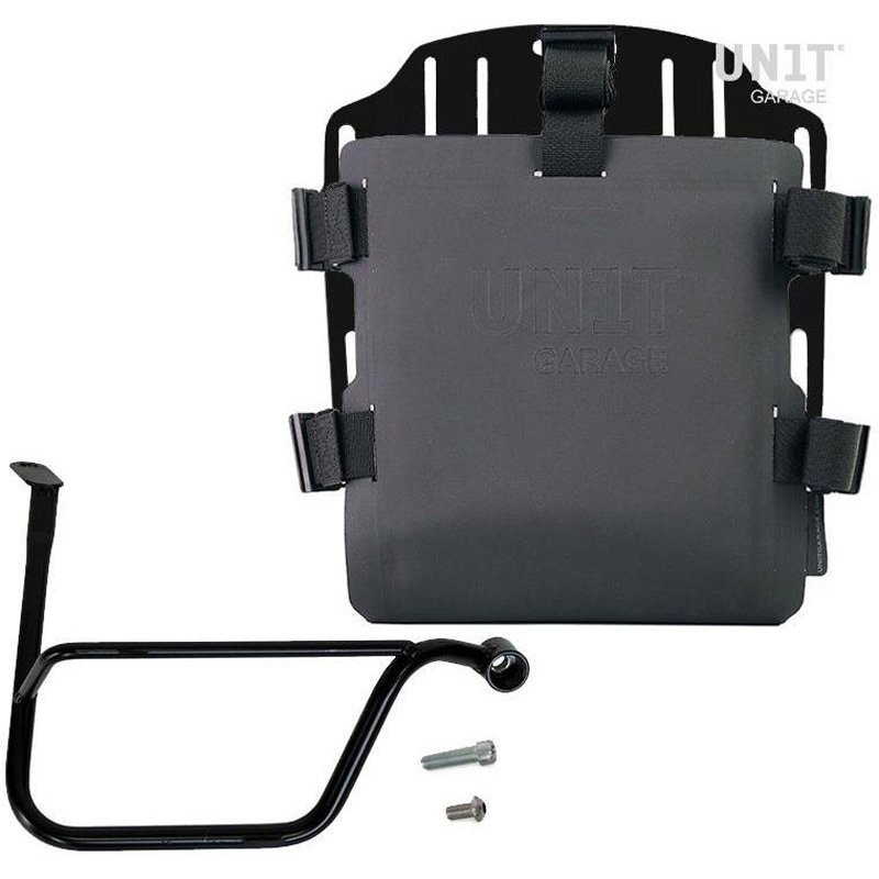 UG007+U000+1020DX-Black Aluminum bag holder with adjustable front in Hypalon and Quick Release System + サブフレーム | UG007-U000-1020DX UnitGarage (ユニットガレージ) ブラック色