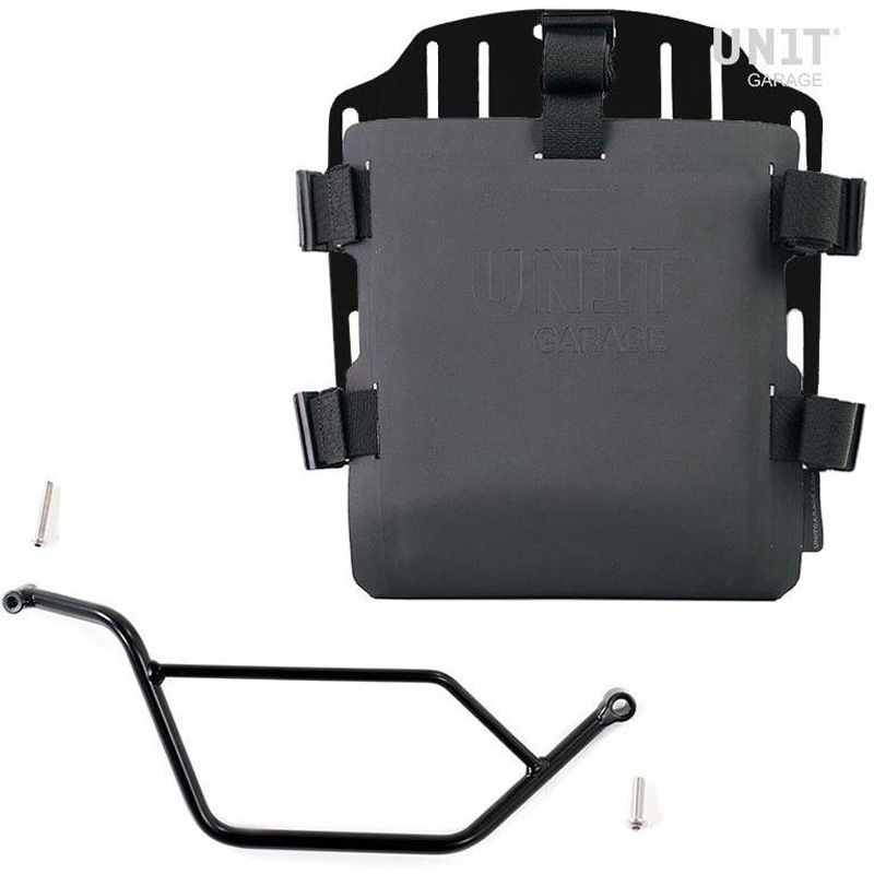 UG007+U000+1524DX-Black Aluminum bag holder with adjustable front in Hypalon and Quick Release System + サブフレーム | UG007-U000-1524DX UnitGarage (ユニットガレージ) ブラック色