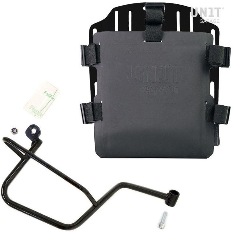 UG007+U000+2213DX-Black Aluminum bag holder with adjustable front in Hypalon and Quick Release System + サブフレーム | UG007-U000-2213DX UnitGarage (ユニットガレージ) ブラック色