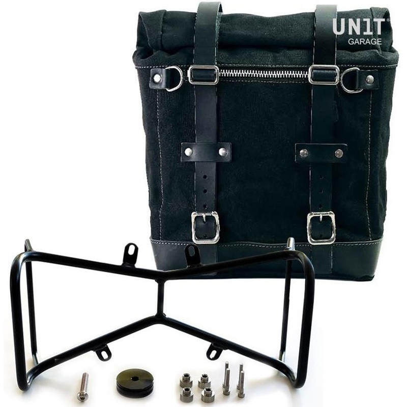 U201+1632+A2-Black-Black Canvas サイドパニアケース Scram 22L-30L + Symmetrical Double サブフレーム NineT | U201-1632-A2 1個 UnitGarage (ユニットガレージ) 【通販モノタロウ】