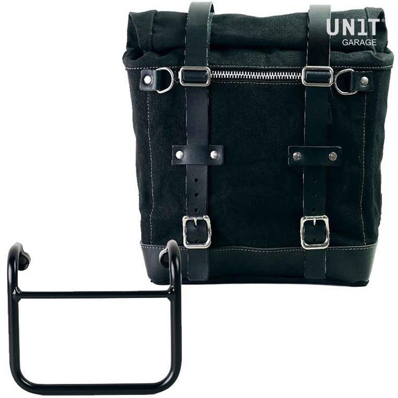 U201+3400-Black-Black Canvas サイドパニアケース Scram 22L-30L + サブフレーム R18 for Straight pipe exhaust | U201-3400 1個 UnitGarage (ユニットガレージ) 【通販モノタロウ】