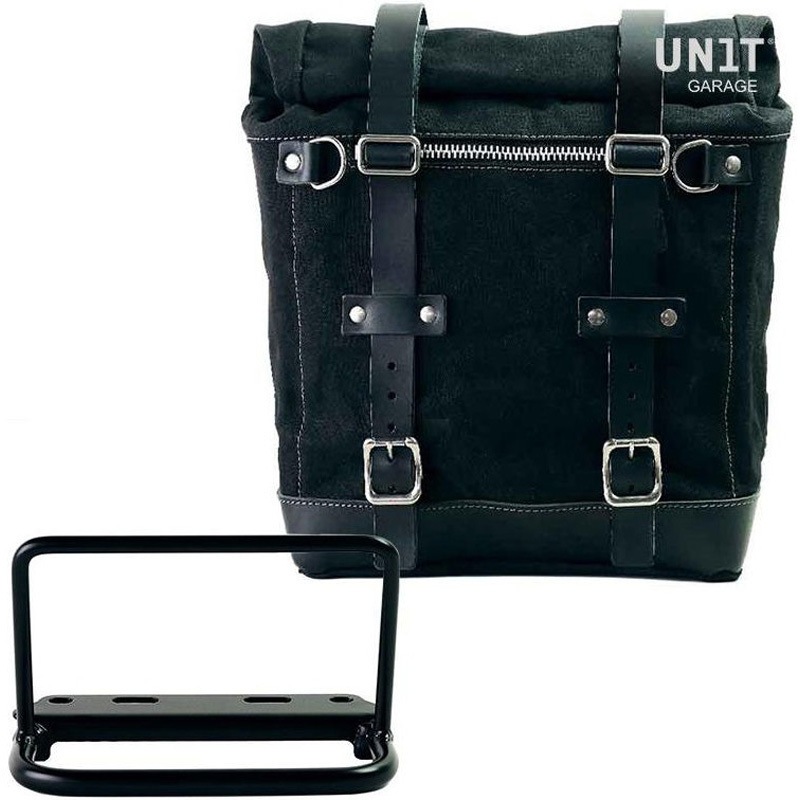 U201+3800-Black-Black Canvas サイドパニアケース Scram 22L-30L + サブフレーム Royal Enfield | U201-3800 1個 UnitGarage (ユニットガレージ) 【通販モノタロウ】