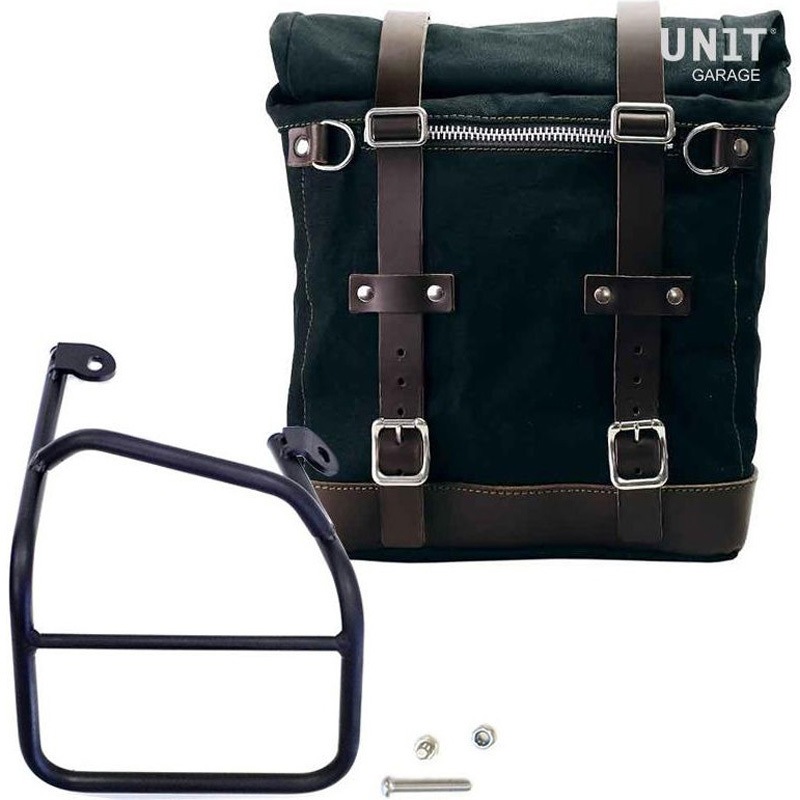 U201+1010DX-Black-Brown Canvas サイドパニアケース Scram 22L-30L + 右 サブフレーム Ducati Scrambler 1100 | U201-1010DX 1個 UnitGarage (ユニットガレージ) 【通販モノタロウ】
