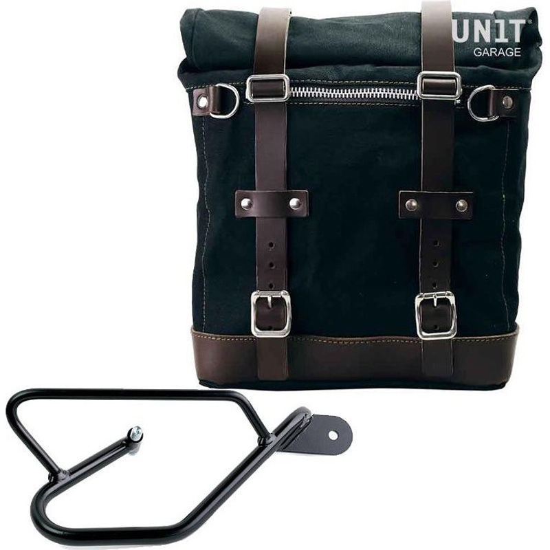 U201+2250DX-Black-Brown Canvas サイドパニアケース Scram 22L-30L + 右 サブフレーム Guzzi V9 Bobber | U201-2250DX 1個 UnitGarage (ユニットガレージ) 【通販モノタロウ】
