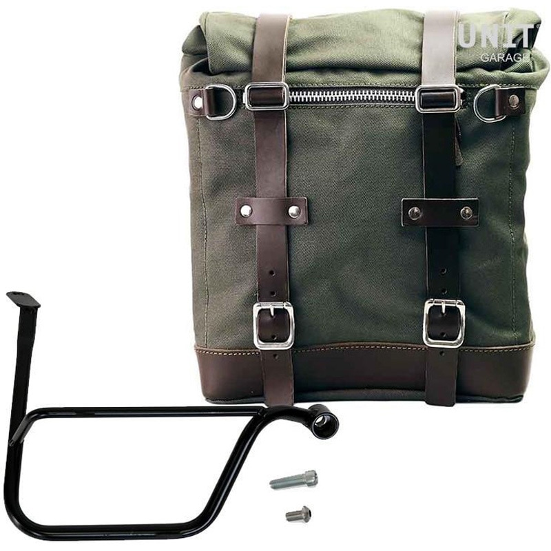 U201+1020DX-Green-Brown Canvas サイドパニアケース Scram 22L-30L + 右 サブフレーム Triumph Thruxton & Thruxton R 1200 (2016 until now) | U201-1020DX 1個 UnitGarage (ユニットガレージ) 【通販モノタロウ】