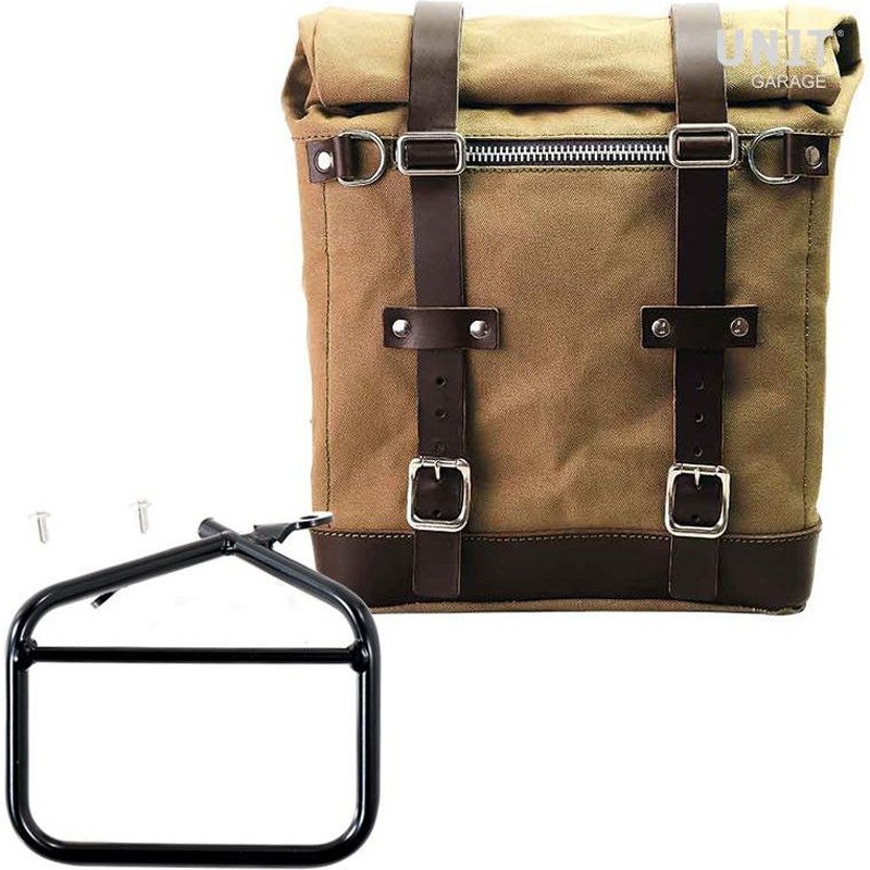 U201+1007-Beige-Brown Canvas サイドパニアケース Scram 22L-30L + 左 サブフレーム Ducati Scrambler Series | U201-1007 1個 UnitGarage (ユニットガレージ) 【通販モノタロウ】