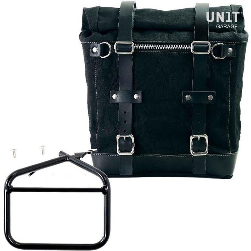 U201+1007-Black-Black Canvas サイドパニアケース Scram 22L-30L + 左 サブフレーム Ducati Scrambler Series | U201-1007 1個 UnitGarage (ユニットガレージ) 【通販モノタロウ】