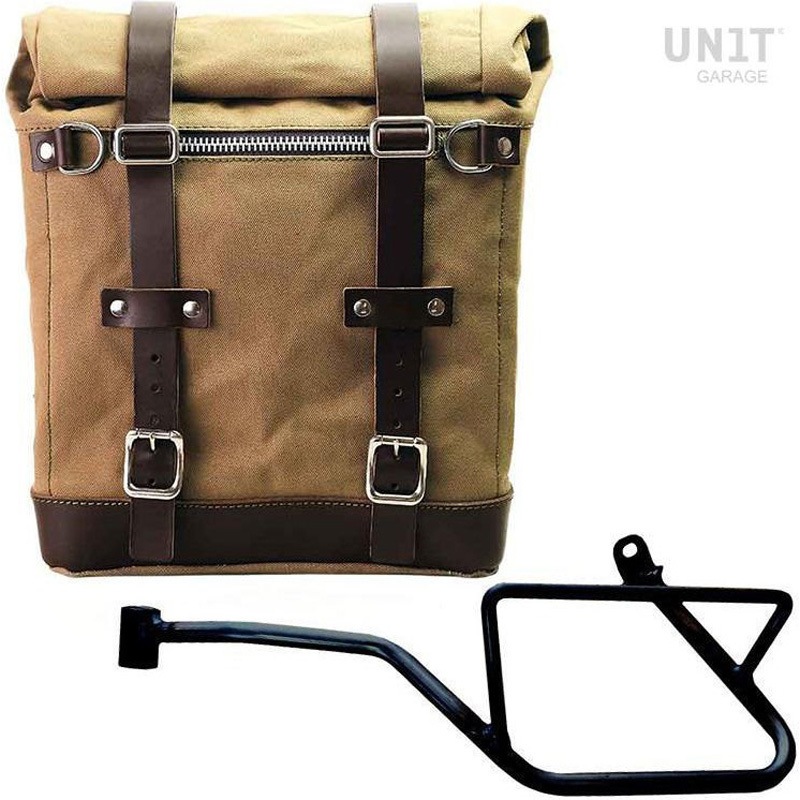 U201+2216SX-Beige-Brown Canvas サイドパニアケース Scram 22L-30L + 左 サブフレーム Guzzi V7_850 | U201-2216SX 1個 UnitGarage (ユニットガレージ) 【通販モノタロウ】