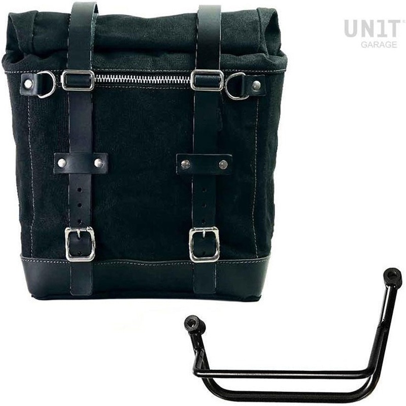 U201+2251SX-Black-Black Canvas サイドパニアケース Scram 22L-30L + 左 サブフレーム Guzzi V85 TT | U201-2251SX 1個 UnitGarage (ユニットガレージ) 【通販モノタロウ】