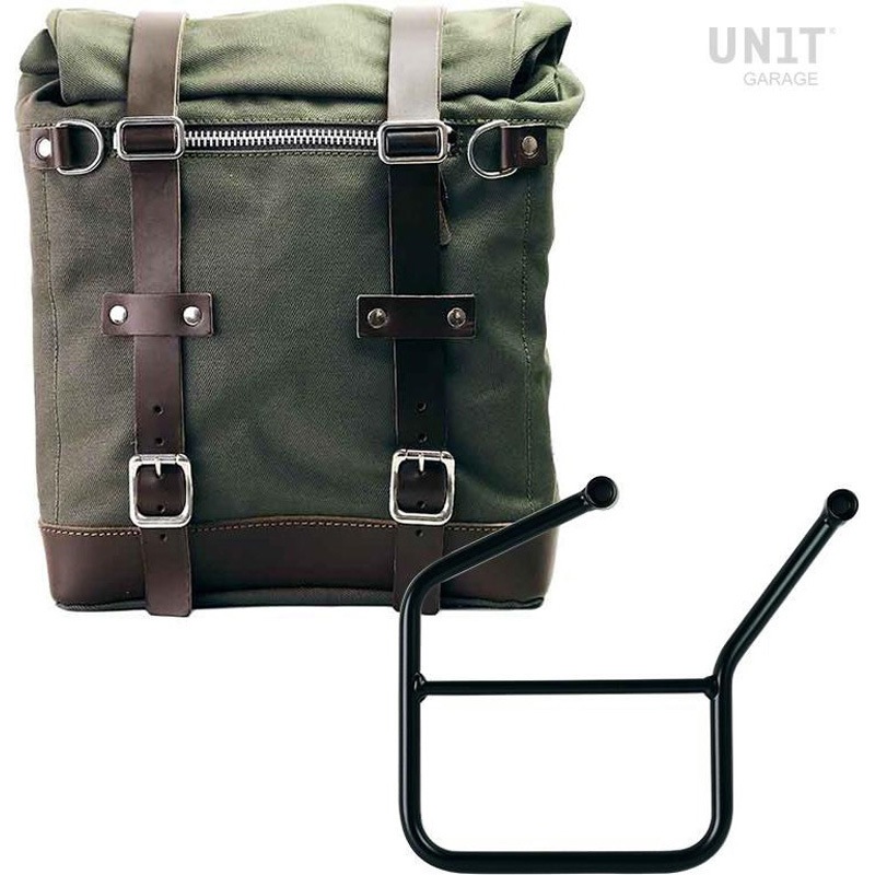 U201+3007SX-Green-Brown Canvas サイドパニアケース Scram 22L-30L + 左 サブフレーム HUSQVARNA | U201-3007SX UnitGarage (ユニットガレージ) 適合車種Husqvarna Norden 901