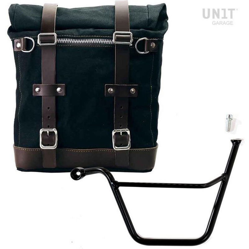 U201+1005SX-Black-Brown Canvas サイドパニアケース Scram 22L-30L + 左 サブフレーム Triumph Bonneville T100 (2001-2016) | U201-1005SX 1個 UnitGarage (ユニットガレージ) 【通販モノタロウ】