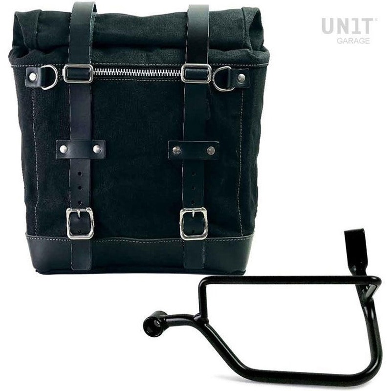 U201+1017SX-Black-Black Canvas サイドパニアケース Scram 22L-30L + 左 サブフレーム Triumph Street Twin 900 (2016 until now) | U201-1017SX 1個 UnitGarage (ユニットガレージ) 【通販モノタロウ】