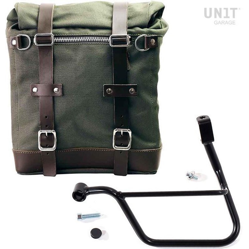 U201+1011SX-Green-Brown Canvas サイドパニアケース Scram 22L-30L + 左 サブフレーム Triumph T100 (2017 until now) | U201-1011SX 1個 UnitGarage (ユニットガレージ) 【通販モノタロウ】