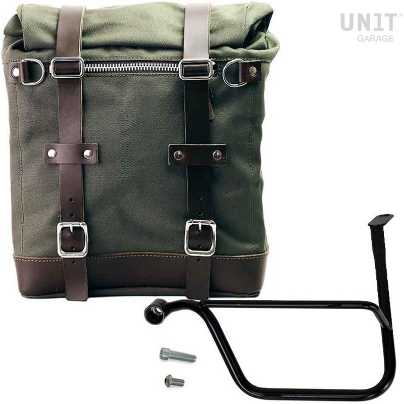U201+1020SX-Green-Brown Canvas サイドパニアケース Scram 22L-30L + 左 サブフレーム Triumph Thruxton & Thruxton R 1200 (2016 until now) | U201-1020SX 1個 UnitGarage (ユニットガレージ) 【通販モノタロウ】