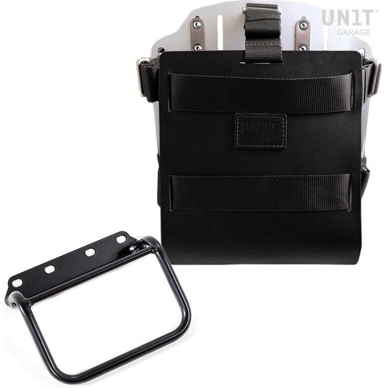U085+U000+1008-Black-Silver Carrying system in aluminum with adjustable leather front， Quick Release System and frame | U085-U000-1008 UnitGarage (ユニットガレージ) 適合車種BMW R 80 G R 80 GS PD R 80 S R Classic serie