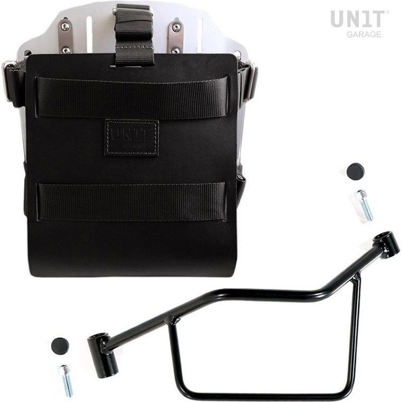 U085+U000+2101SX-Black-Silver Carrying system in aluminum with adjustable leather front， Quick Release System and frame | U085-U000-2101SX UnitGarage (ユニットガレージ) 適合車種BMW R 1200 R LC R 1250 R