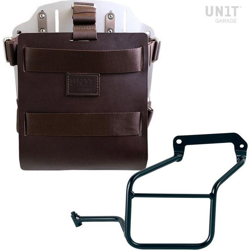 U085+U000+3600SX-Brown-Silver Carrying system in aluminum with adjustable leather front， Quick Release System and frame | U085-U000-3600SX UnitGarage (ユニットガレージ) 適合車種Aprilia Tuareg 660